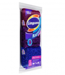 Esponja aco METALICA retangular c/3 102x70x20mm Rayum Limpano 