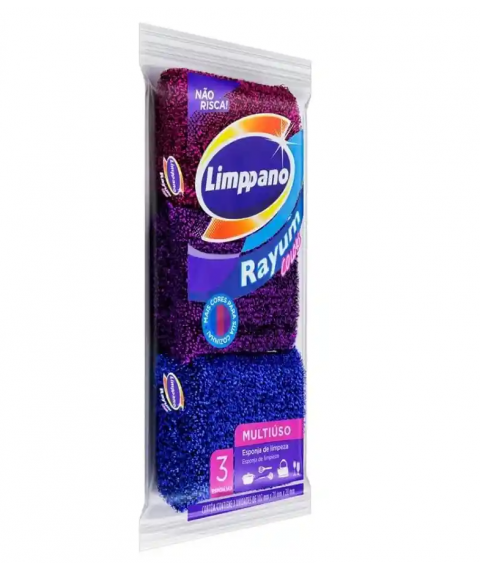 Esponja aco METALICA retangular c/3 102x70x20mm Rayum Limpano 