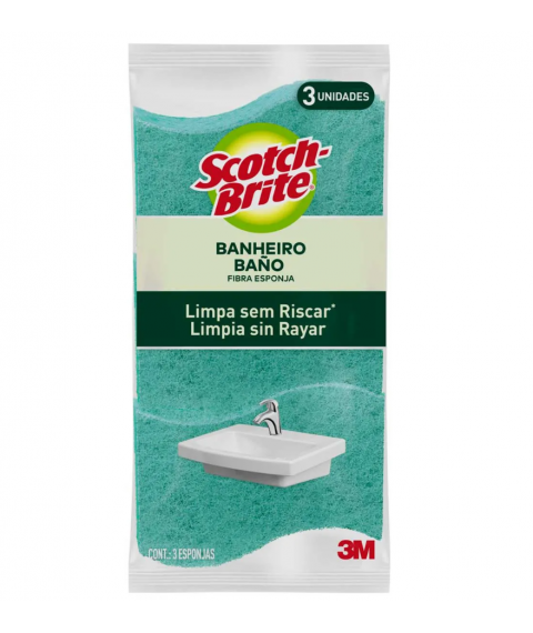 Esponja de louca c/3 verde BANHEIRO Scotch Brite 