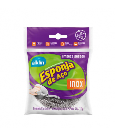 Esponja metálica redonda aço inox Alklim