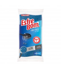 Esponja de louça não risca azul c/3 und teflon Bettanin