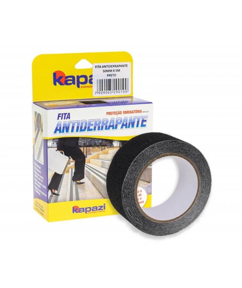 Fita antiderrapante 5mt x 50mm PRETO p/escada Kapazi 32103