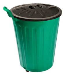 Lix. 100 lt c/roda c/tampa redonda VERDE Toyplast CF100