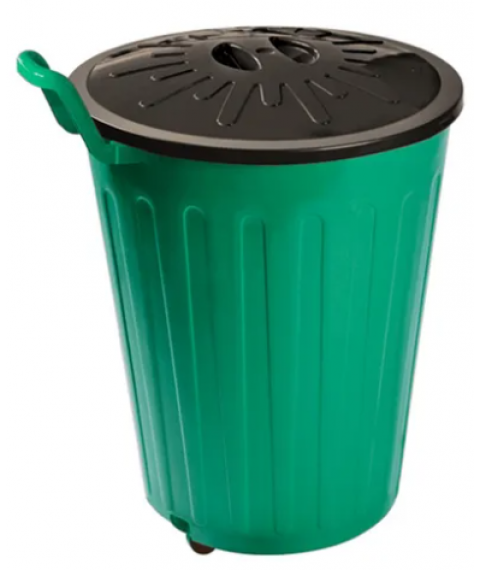 Lix. 100 lt c/roda c/tampa redonda VERDE Toyplast CF100