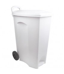 Lix. 83 lt oval c/pedal e roda retangular branca Plasutil 2376
