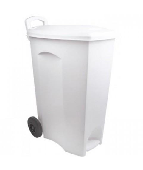 Lix. 83 lt oval c/pedal e roda retangular branca Plasutil 2376