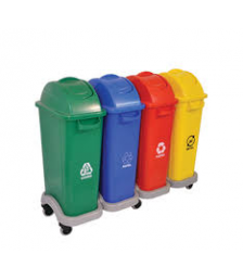 Conj de lix. 50lt c/4 c/t basculante + 4 suporte + 8 rodas Bralimpia