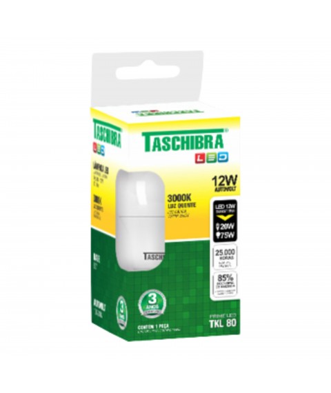Lâmpada led tkl 80 12 W 3000 k amarela quente Taschibra