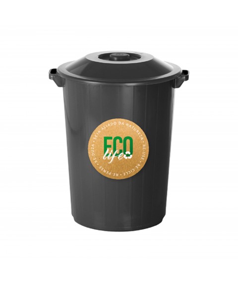 Lix. 65 lt redonda c/tampa PRETA CF65PTPM Toyplast