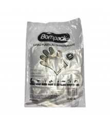 Luva descartável plástica c/ 100 und tamanho único