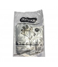 Luva descartável plástica c/ 100 und tamanho único