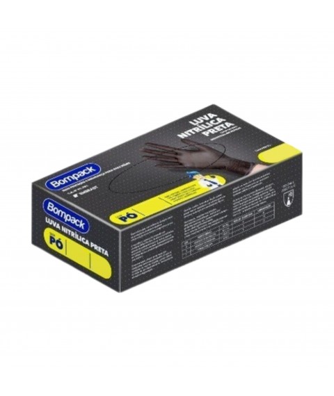 Luva nitrilica Preta SEM PO G c/50 pares