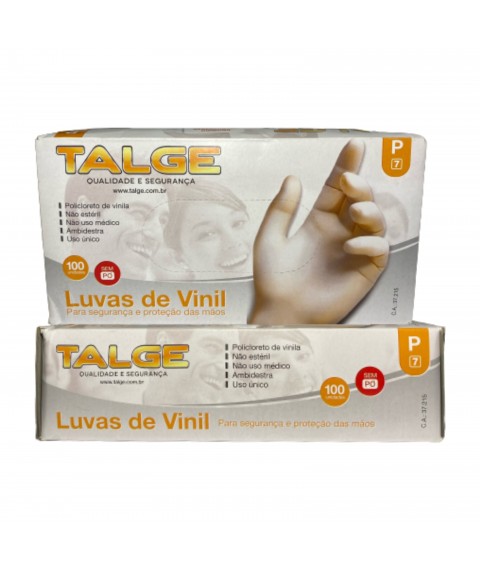 Luva vinil sem pó cx 50 pares Talge TAM G