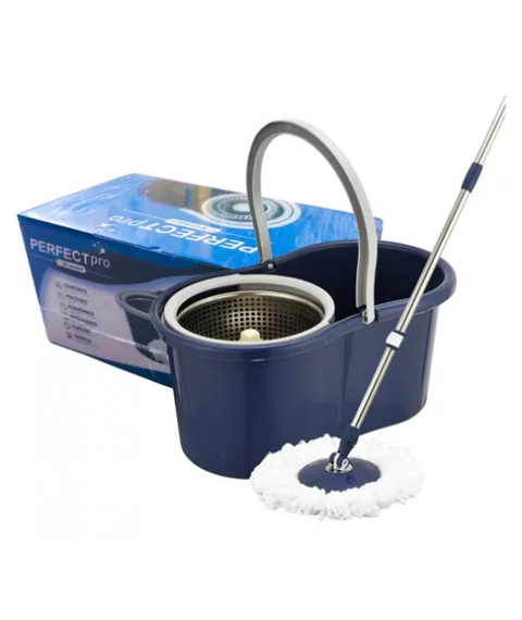 Balde giratorio 12 lt TORNADO 360º c/cesto inox +1refil algodao cabo 1,20mt 