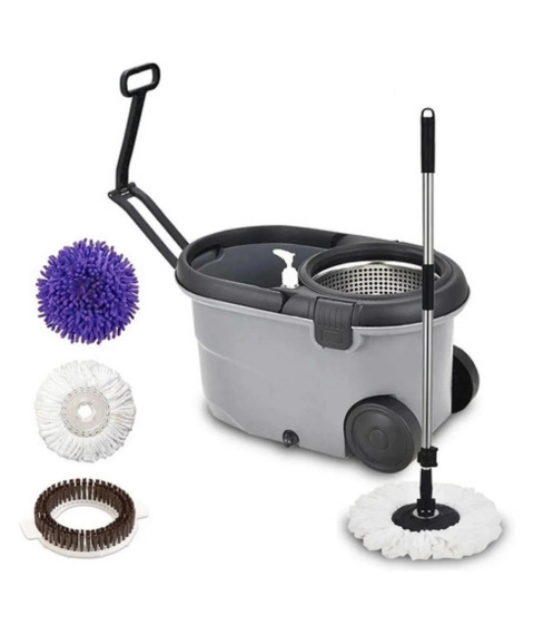 Balde giratorio 14 lt MOVE 360º c/mop algodao/la/escova cabo 1,60mt 