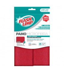 Pano microfibra 36x32 p/COZINHA vermelho Flash Limp FLP6704