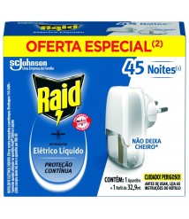 Inseticida 45 noites aparelho + refil 32,9ml Raid