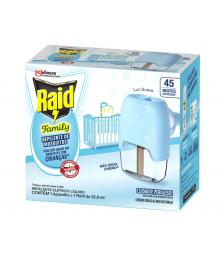 Inseticida 45 noites aparelho + refil Raid 32,9 ml FAMILY 