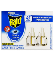 Inseticida 45 noites REFIL c/2 und Raid 32,9 ml
