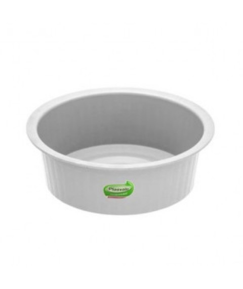 Bacia plástica canelada branca 13,5 lt Plasvale