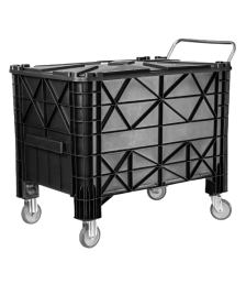 Caixa plástica c/tampa e rodas 370lt  JSN