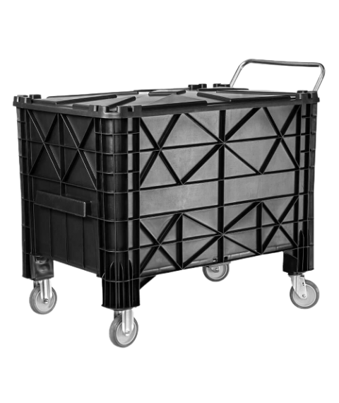 Caixa plástica c/tampa e rodas 370lt  JSN