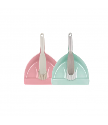 Pá de lixo + espanador plástico rosa grande1506 Plasvale