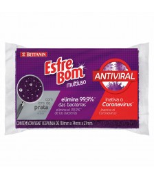 Esponja de louca c/4 anti viral roxa Limpano 