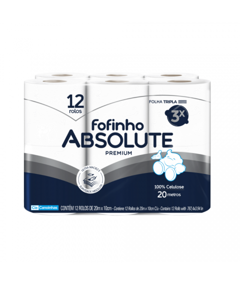 Papel hig. 20 mt FOLHA TRIPLA c/12 rolos Fofinho Absoltute 1826