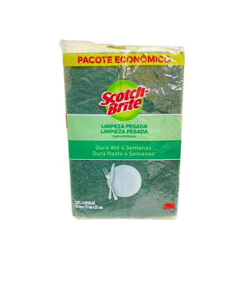 Esponja de louca c/4 Scoth Brite 110x75x20mm dupla face