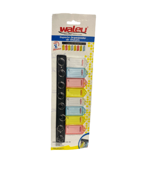 Organizador de chaves plástico c/8 identificadores Waleu