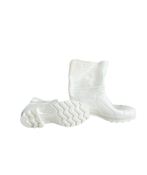 Bota branca com forro cano longo borracha