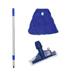 Mop umido algodao industrial COM CINTA AZUL c/cabo aluminio Bralimpia