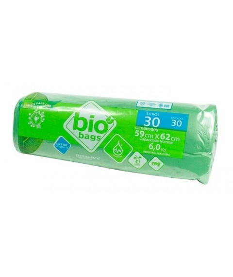 Saco lixo rolo 30 lt c/30 und 59x62 6 kg biodegradavel Pesadao 9