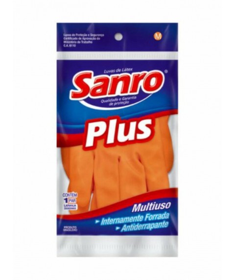 Luva látex laranja G plus Sanro