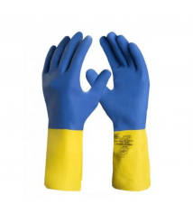 Luva antiderrapante limpeza pesada  azul + amarelo Imbat Tam M
