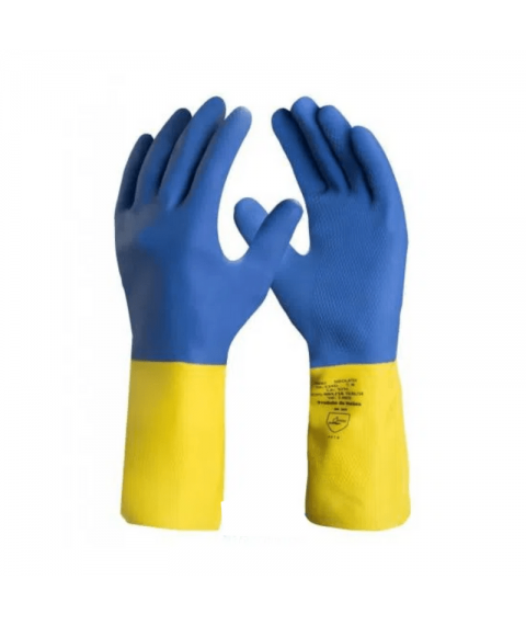 Luva antiderrapante limpeza pesada  azul + amarelo Imbat Tam M