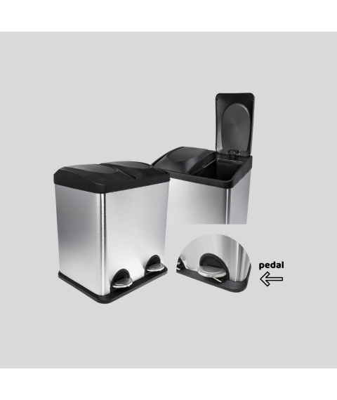 Lix. de inox 30 lt 15/15 lt retangular c/pedal Biovisium