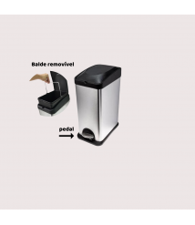 Lix. de inox 15 lt retangular c/pedal Biovisium 183