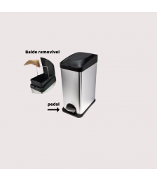 Lix. de inox 15 lt retangular c/pedal Biovisium 183