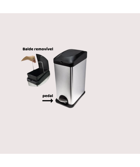 Lix. de inox 15 lt retangular c/pedal Biovisium 183