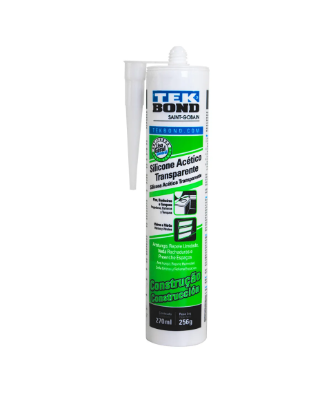 Cola silicone 256 gr transparente em tubo TEKBOND