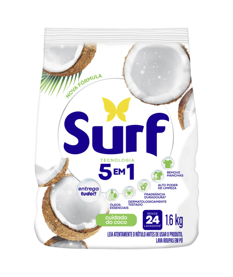 Sabão em pó de coco  1,6 kg Surf Sachet