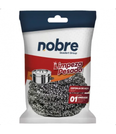 Esponja de aço inox redonda prateada NOBRE