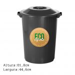Lix. 64 lt c tampa preta reciclável Plasvale 377LP8990 medidas